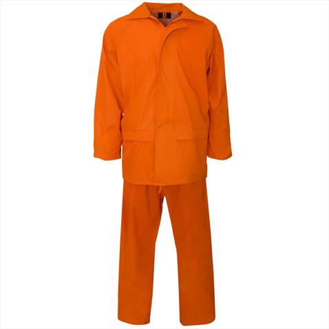 Rain Suit Poly/PVC - ORANGE - LARGE