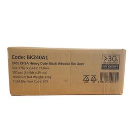 HD Wheelie bin liners BK240A1 - 240L - case 100