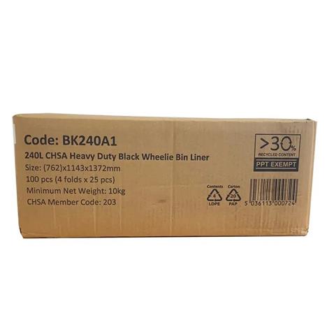 HD 240L Wheelie Bin Liners - BK240A1 - case 100