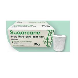 Sugarcane Toilet Roll - 3-ply Ultra Soft - CASE 40 Rolls