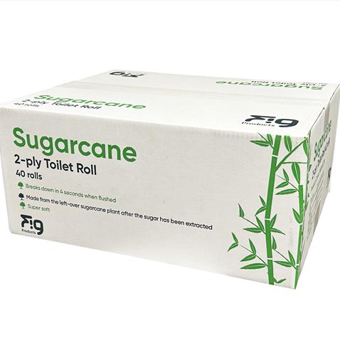 Sugarcane Toilet Rolls - 2 ply - 22m roll  - CASE 40 rolls