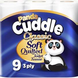 Panda Cuddle Classic 3ply Quilted Toilet Rolls - 45 rolls per pack